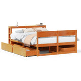 Bed Frame without Mattress Wax Brown 135x190 cm Double Solid Wood Pine 3306398