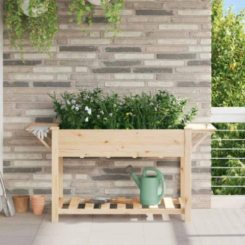 Garden Planter Beige 155 x 59 x 76.5 cm Solid fir wood 42006575