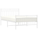 Metal Bed Frame without Mattress with Footboard White 100x200cm 373753