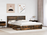 Bed Frame with Drawer Smoked Oak 160 x 200 cm Engineer Wood 3411492