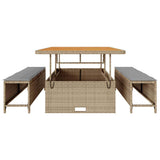 Garden Dining Set Beige Poly Rattan 42007909