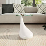 Coffee Table with Round Glass Top High Gloss White 240320