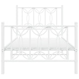 Metal Bed Frame without Mattress with Footboard White 90x200cm 376188