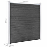 Fence Panel Set WPC 1737x186 cm Black 3070437