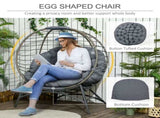 Folding Rattan Egg Chair, Freestanding Basket Chair with Cushion, Bottle Holder Bag for Outdoor or T3398P314720