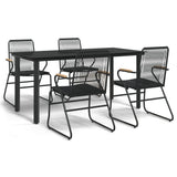 5 Piece Garden Dining Set Black PVC Rattan 3156572