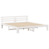 Bed Frame with Headboard White 200 x 200 cm Solid Pine Wood 872597