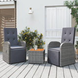 3 Piece Garden Lounge Set Grey Poly Rattan&Solid Wood Acacia 3157669