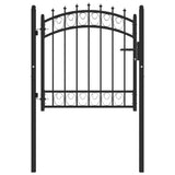 Fence Gate EMMEN with Spikes Steel 103x97 cm Black 146378