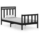 Bed Frame without Mattress Black 75x190 cm Small Single Solid Wood 3105344