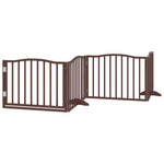 Dog Gate with Door Foldable 4 Panels Brown Oak 320 cm Poplar Wood 352233