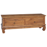 TV Stand with Drawer Natural 110 x 35 x 40 cm Solid Teak Wood 42017957