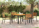 Garden Dining Set 5 pcs Black and Brown Poly Rattan 3365493