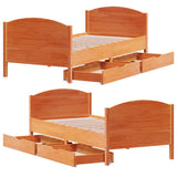 Bed Frame without Mattress Wax Brown 75x190 cm Small Single Solid Wood Pine 3301814