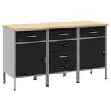 Work Cabinet with Drawer 3 pcs Black and Grey 150 x 55 x 85 cm 3321370