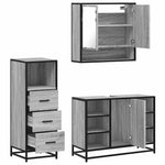 ZNTS 3 Piece Bathroom Furniture Set Grey Sonoma Engineered Wood 3301063