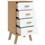 ZNTS Bedside Cabinet OLDEN White and Brown Solid Wood Pine 358587