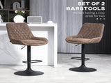 Set of Two Faux Leather Retro Bar Stools - Brown T3398P343509