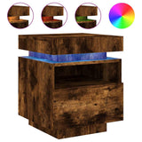Bedside Cabinet with LED Lights Smoked Oak 40x39x48.5 cm 836792