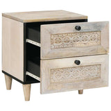 Bedside Cabinet Beige 40 x 33 x 46 cm Solid Acacia wood 4018114