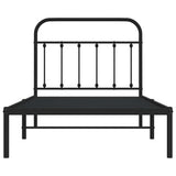 Bed Frame Black Powder-Coated Steel Single Bed Frame 352572