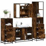 4 Piece Bathroom Furniture Set Smoked Oak Engineered Wood 3301272