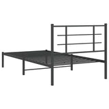 Bed Frame Black Powder-Coated Steel Single Modern Bed Frame 355556