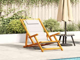 Folding Beach Chair with Armrests Light Grey Acacia Wood & Textilene 4108068
