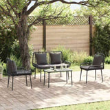 Garden Furniture Set 4 pcs Black and Cream Poly Rattan 3379042