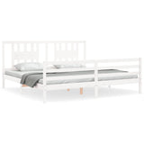 Bed Frame without Mattress White 200x200 cm Solid Wood 3194592
