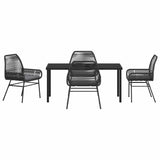Garden Dining Set with Cushion 5 pcs Black Poly Rattan 3380872