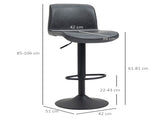 Set of 2 Bar Stool, Adjustable Height PU Leather Barstools with Swivel Seat and Footrest for T3398P342376