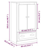 Highboard Grey Sonoma 60x35.5x103.5 cm Engineered Wood 816302
