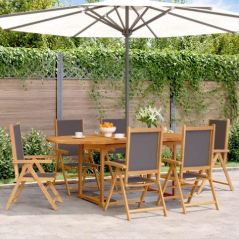 ZNTS 7 Piece Garden Dining Set Anthracite Fabric and Solid Wood 3281725