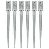 Ground Spikes 6 pcs Silver 7x7x75 cm Galvanised Steel 145402