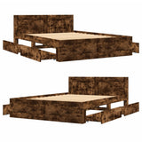Bed Frame with Headboard without Mattress Smoked Oak 120x190 cm Small Double 3295608