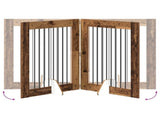 Dog Gate with Stands 4 pcs Old Wood 80 x 100 cm Engineered Wood 892047
