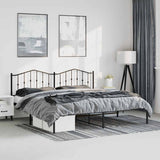Metal Bed Frame without Mattress with Headboard Black 193x203cm 373795