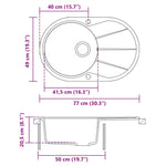ZNTS Granite Kitchen Sink Single Basin Oval Beige 144866
