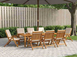9-Piece Garden Dining Set Natural Solid Acacia Wood 3434584