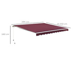 Manual Retractable Awning, 3x2.5 m-Red T3398P310365