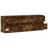 TV Cabinet with LED Smoked Oak 140x34x50 cm Engineered Wood 3307923
