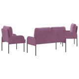 Sofa Sets with Cushion 3 pcs Purple 115 x 56 x 80 cm Plywood 3406224