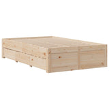Bed Frame without Mattress with Drawers 135x190 cm Double Solid Wood Pine 3308819