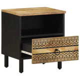 Bed Cabinet Black 40x33x46 cm Solid Rough Wood Mango 4018634