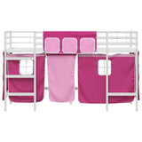 Kids'Loft Bed Frame with Curtains White and Pink 90 x 190 cm 42020824