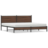 Metal Bed Frame without Mattress Brown Oak 193x203 cm 3301407