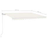 Manual Retractable Awning with LED 400x300 cm Cream 3068902