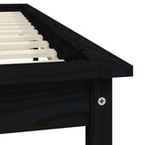 Bed Frame Black Solid Pine Wood King Size Decorative Inlays 820550