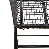7 Piece Garden Dining Set Black Poly Rattan Glass 3334489